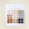 18 Pair Multi-Color Pearl Ball Stud Earrings Set