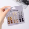 18 Pair Multi-Color Pearl Ball Stud Earrings Set 