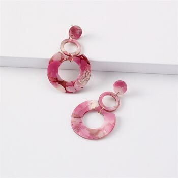 Vintage Print Geometric Circle Earnings