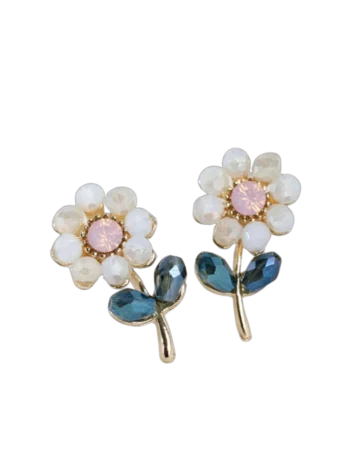 Charming Floral Crystal Stone Earrings