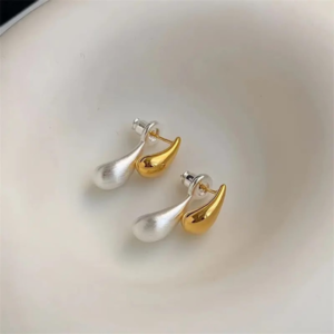 Gold and Silver Water Droplet Earrings
