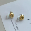 Brushed Small Gold Color Bean Earrings