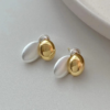 Brushed Small Gold Color Bean Earrings