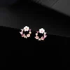 Hollow Set Diamond Flower Pearl Stud Earrings