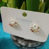 Hollow Set Diamond Flower Pearl Stud Earrings