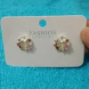 Hollow Set Diamond Flower Pearl Stud Earrings