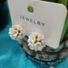 Ball Shape Stud Earrings Double Side Floral Pearl Bezel