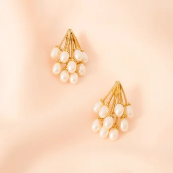 Pin Tassel Baroque Dangle Pearl Stud Earrings