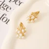 Pin Tassel Baroque Dangle Pearl Stud Earrings