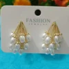 Pin Tassel Baroque Dangle Pearl Stud Earrings