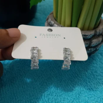 Zircon C-Shape Metal Earrings