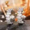Zircon C-Shape Metal Earrings