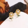 Charming Floral Crystal Stone Earrings