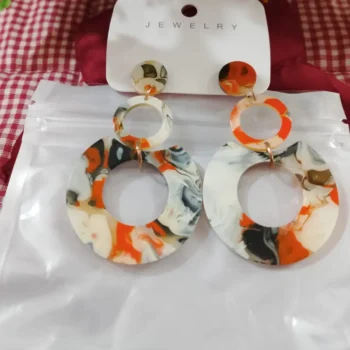 Vintage Print Geometric Circle Earnings