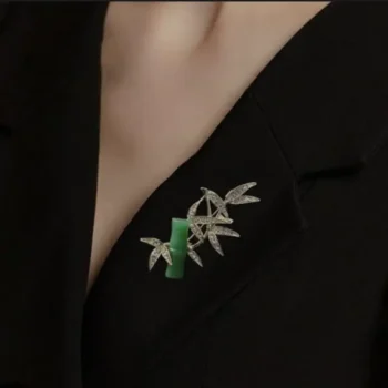 Golden Leaf Bamboo Brooch