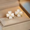 White Four-Leaf Clover Earrings