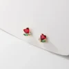 Heart Stone Stud Earrings
