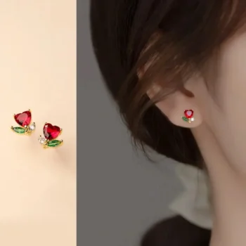 Heart Stone Stud Earrings