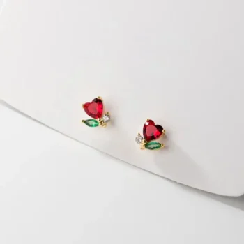 Heart Stone Stud Earrings