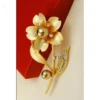 Golden Pearl Flower Brooch