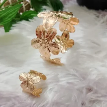 Golden Flower Bracelet and Ring