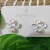 White Shell Flower Pearl Stud Earrings
