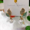 Leaf Pearl Pendant Stud Earrings