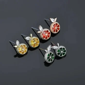 Rose Gold Citrus-Inspired Stone Earrings