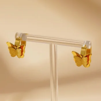 Gold Plated Butterfly Hoop Earrings