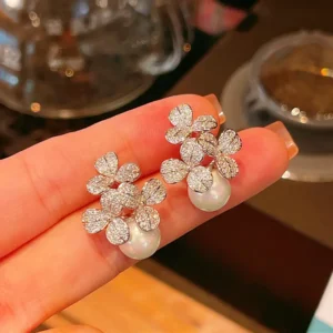 Floral Pearl & Crystal Earrings