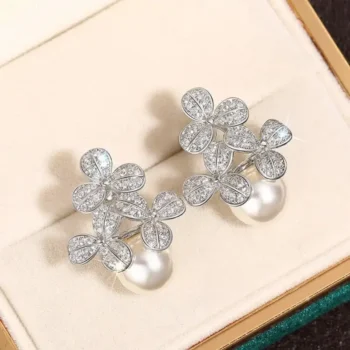 Floral Pearl & Crystal Earrings