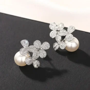 Floral Pearl & Crystal Earrings