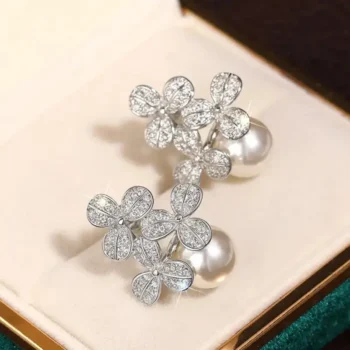 Floral Pearl & Crystal Earrings