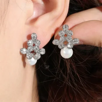 Floral Pearl & Crystal Earrings