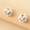 Inlaid Rhinestone Ceramic Flower Earrings