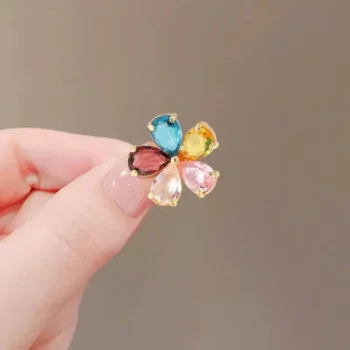 Rainbow Blossom Flower Brooch/Coatpin