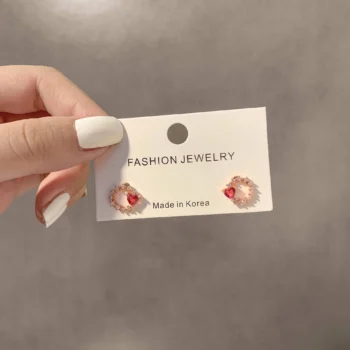 Elegant Korean Heart-Shaped Stud Earrings